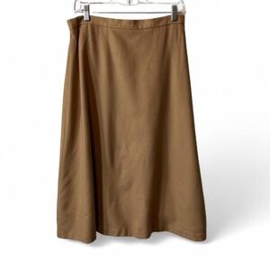 Vintage Camel Wool Midi Skirt